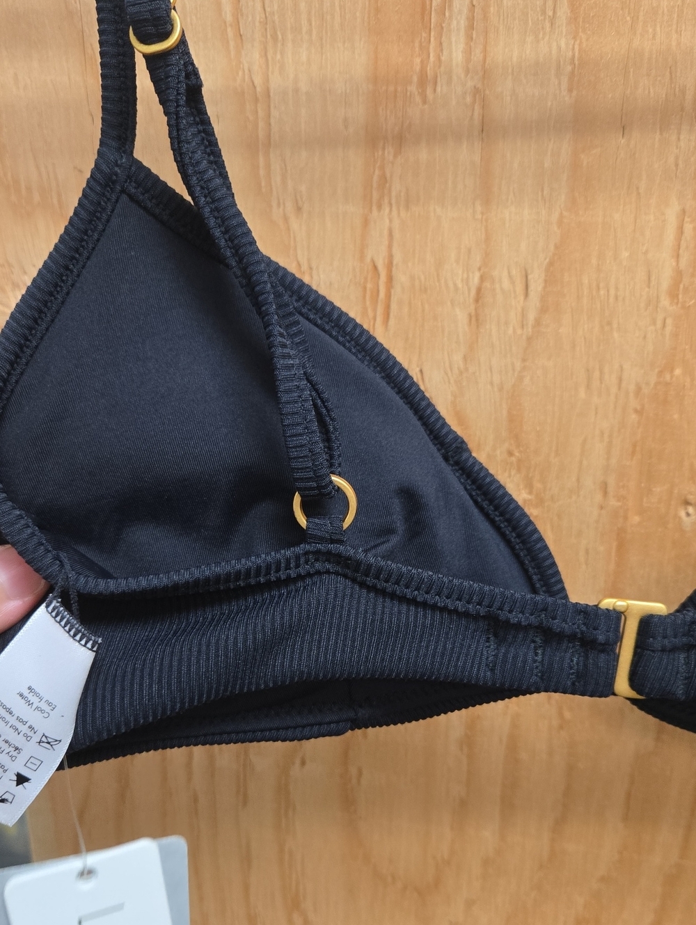 L Space Size S Black Ribbed Knit Wireless Bikini Top - Picture 4 of 7